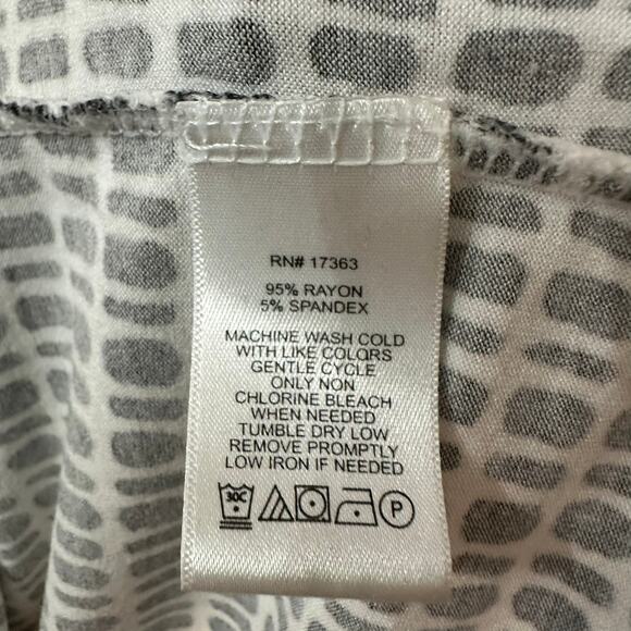 Anne Klein Women's Geometric Shapes White Black Tunic Side Split Small - Picture 4 of 6